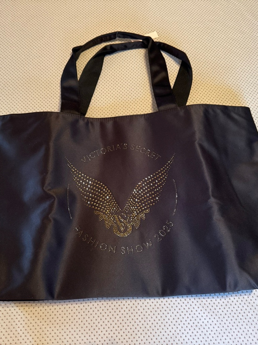 Victoria's Secret Black Tote Bag with Gold Studded Wing Logo